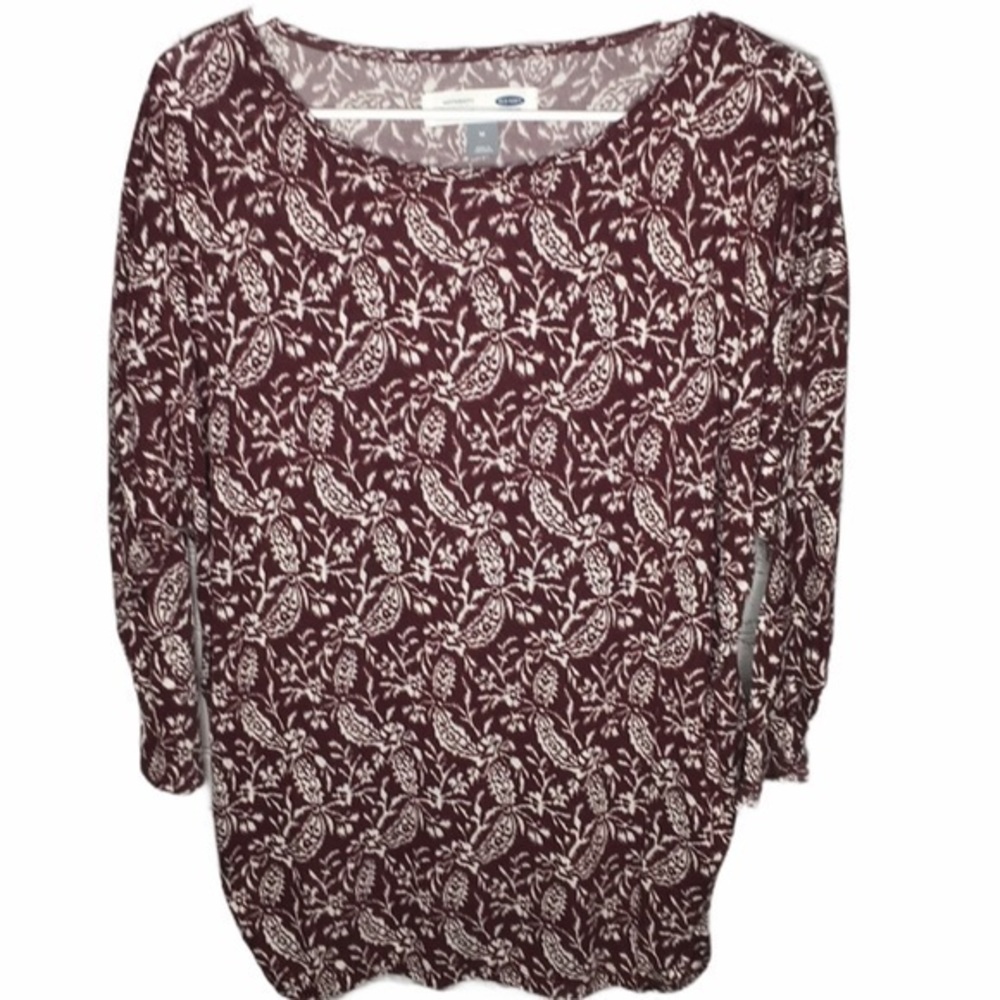 OLD NAVY Maternity long sleeve burgundy print top